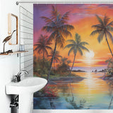 Palm trees Beach Shower Curtain Wave Splendor