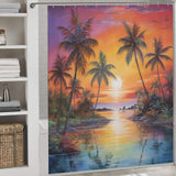 Palm trees Beach Shower Curtain Wave Splendor