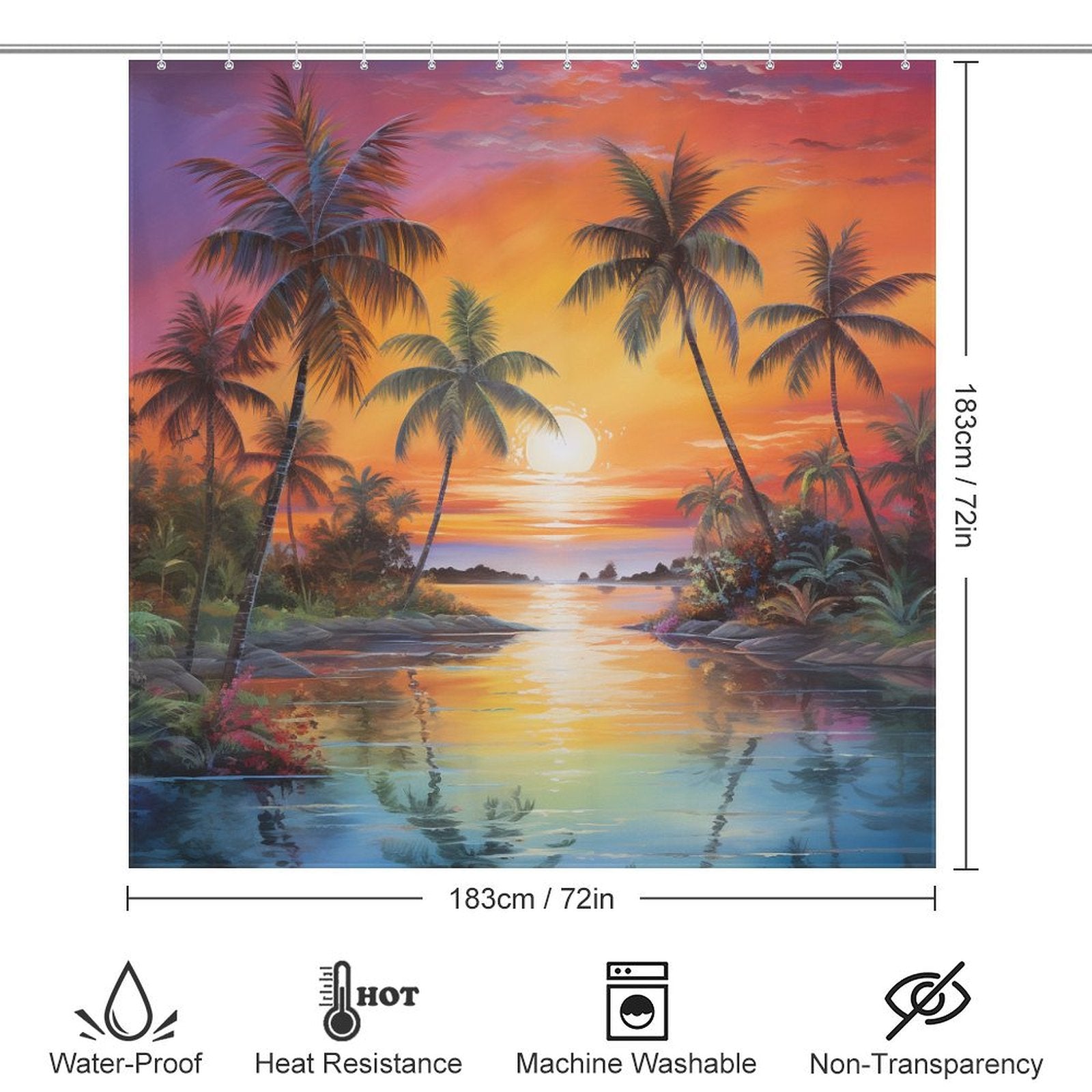 Palm trees Beach Shower Curtain Wave Splendor