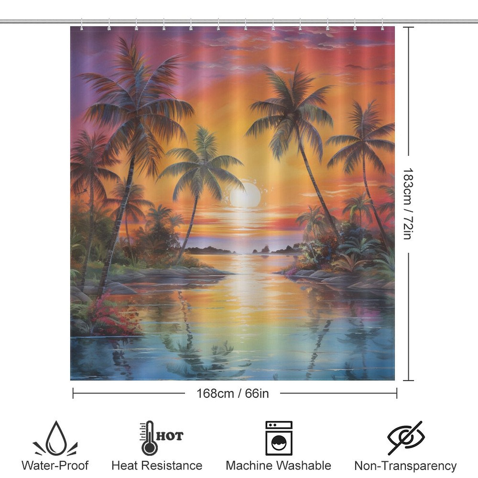 Palm trees Beach Shower Curtain Wave Splendor