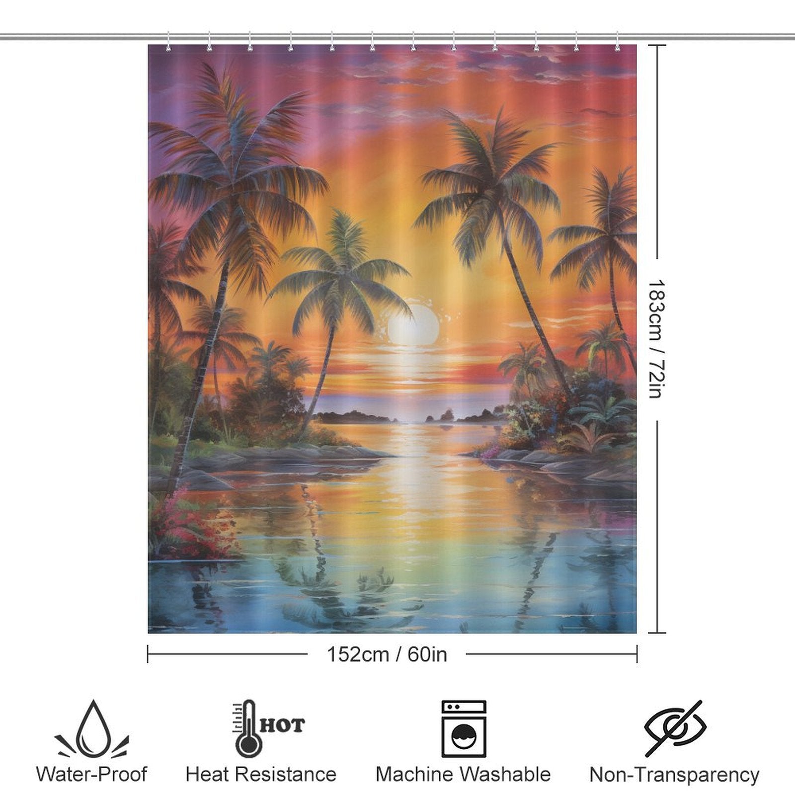 Palm trees Beach Shower Curtain Wave Splendor