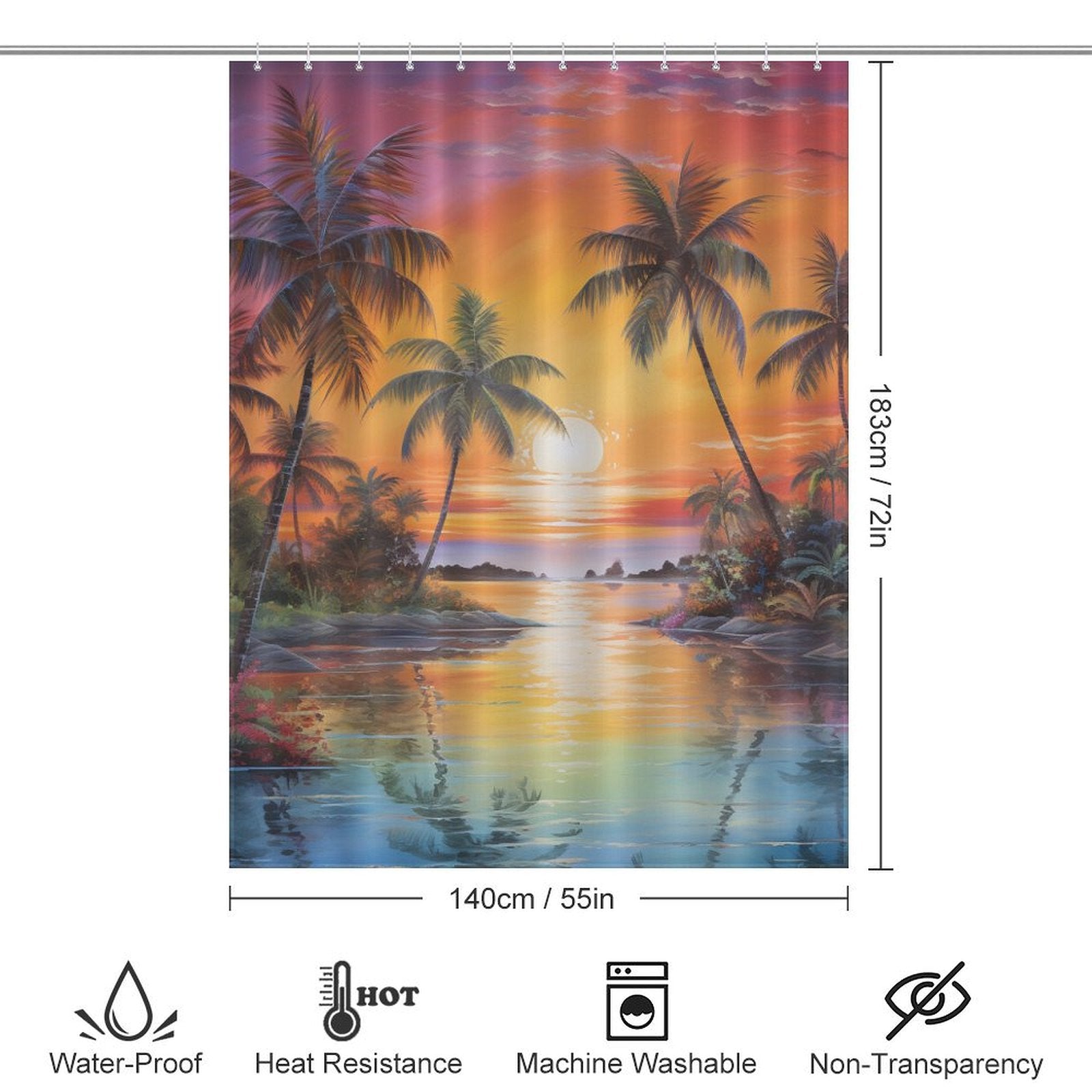 Palm trees Beach Shower Curtain Wave Splendor