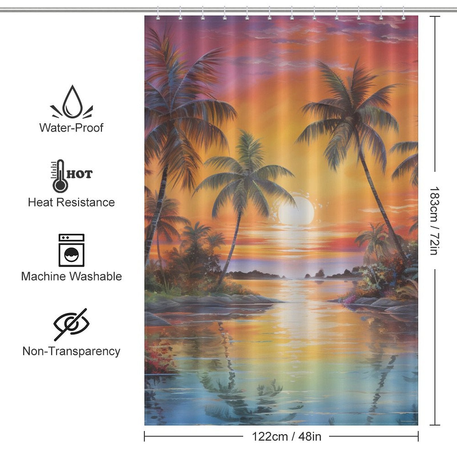 Palm trees Beach Shower Curtain Wave Splendor