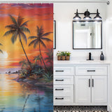 Palm trees Beach Shower Curtain Wave Splendor