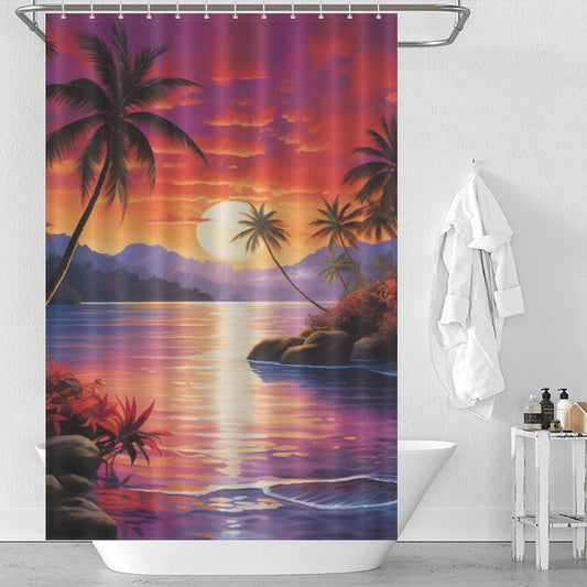 Paradise Twilight Tropical Sunset Shower Curtain