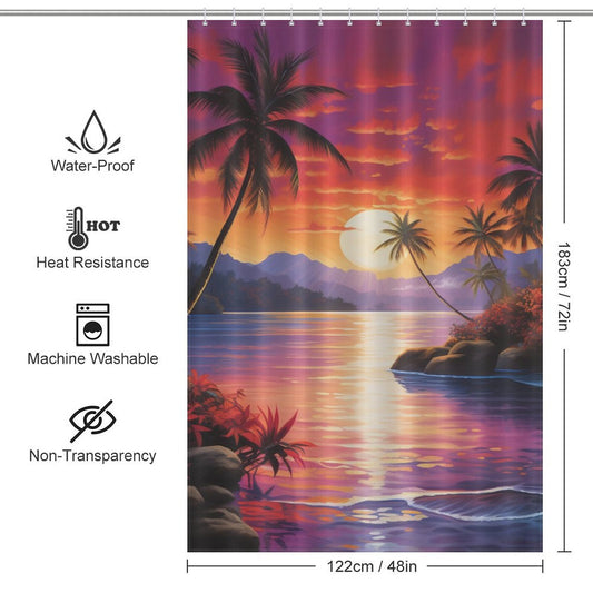 Paradise Twilight Tropical Sunset Shower Curtain