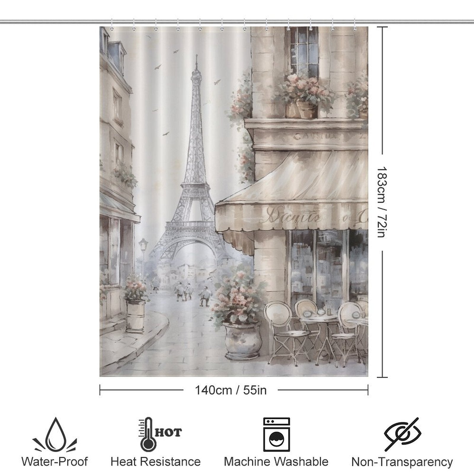 Parisian Elegance French Shower Curtain