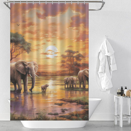 Pastel Sky Happy Elephant Shower Curtain