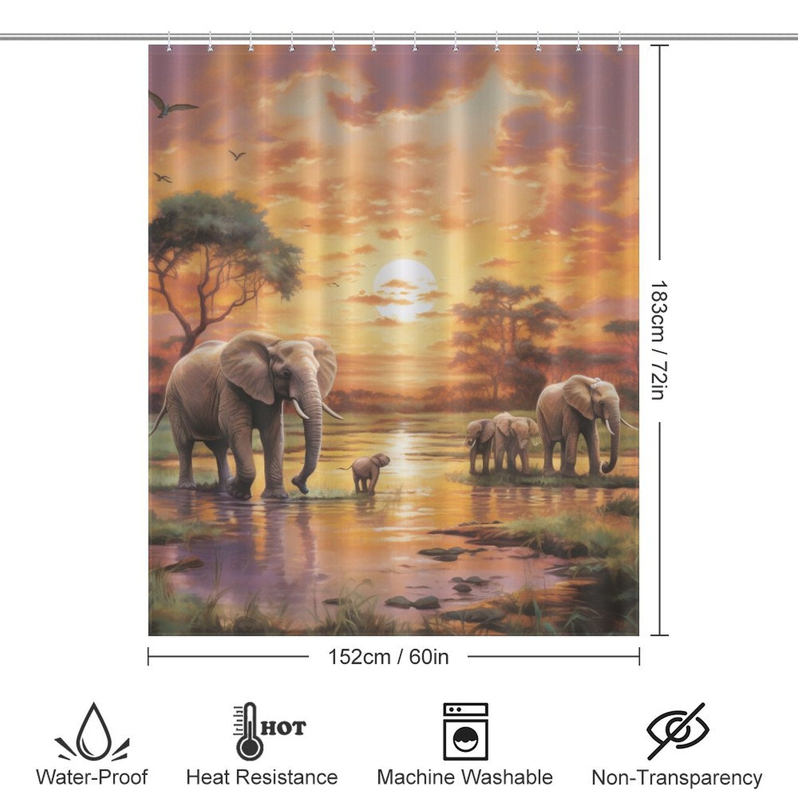 Pastel Sky Happy Elephant Shower Curtain