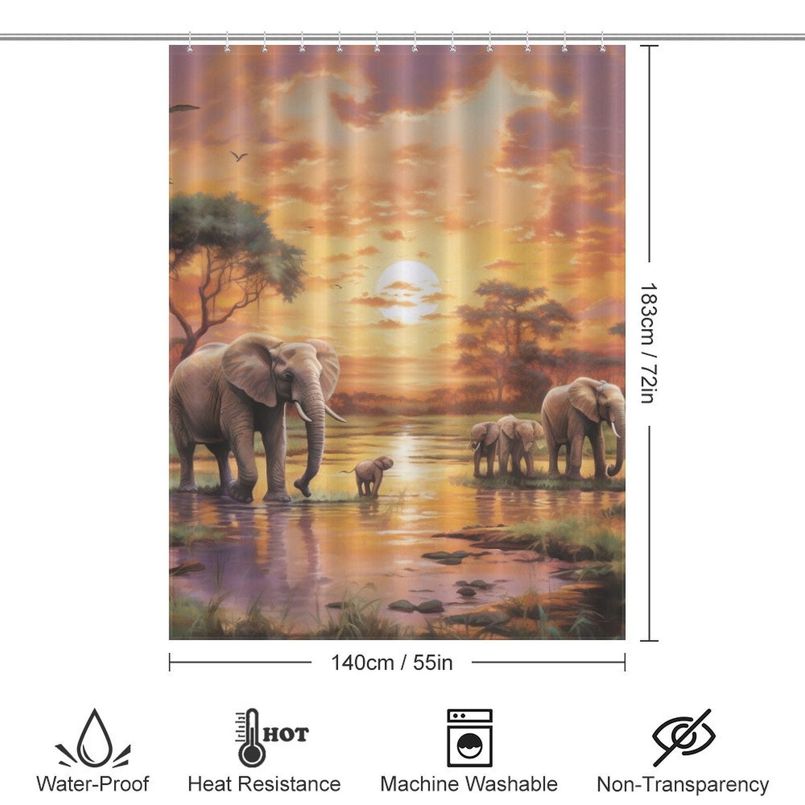 Pastel Sky Happy Elephant Shower Curtain