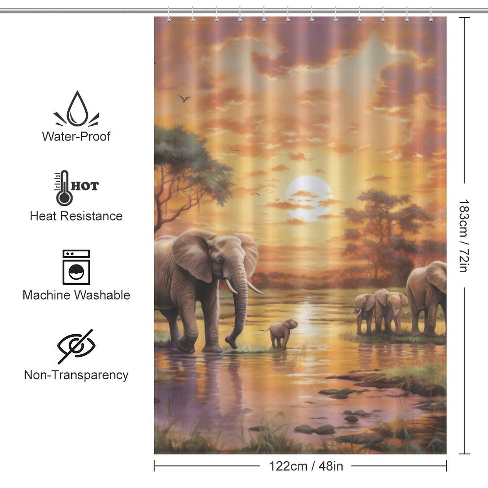 Pastel Sky Happy Elephant Shower Curtain