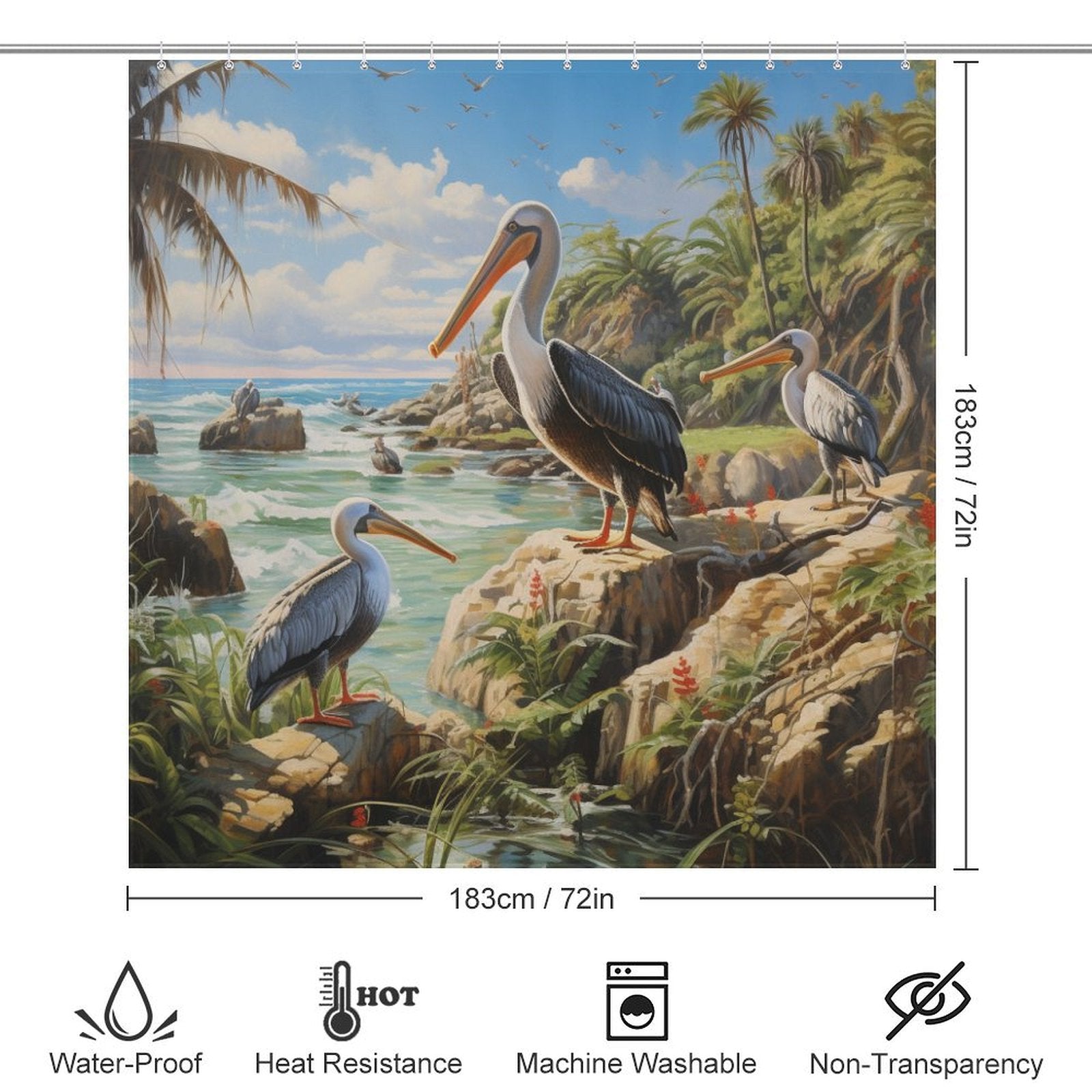 Pelican Beach Shower Curtain Seaside Whispers