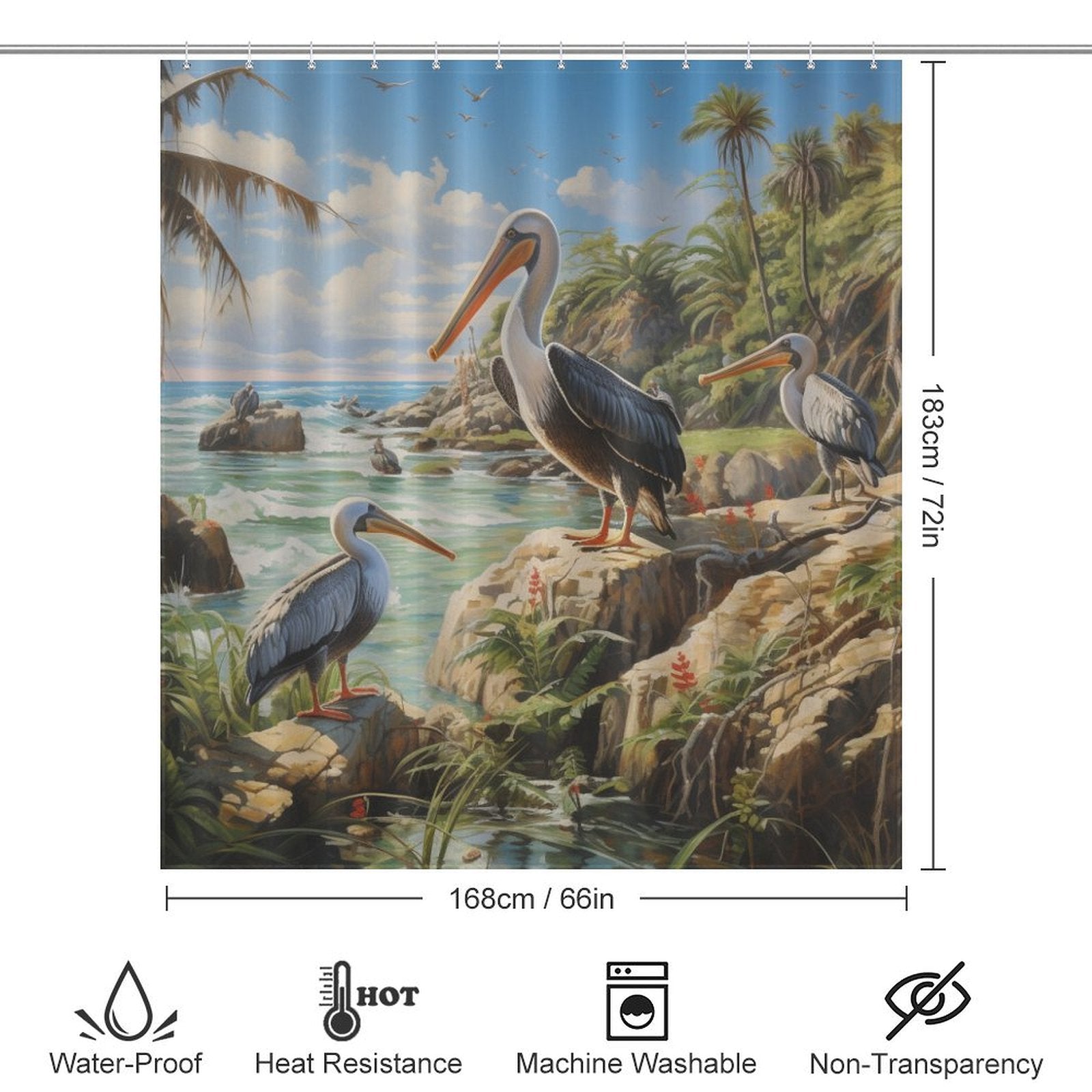 Pelican Beach Shower Curtain Seaside Whispers