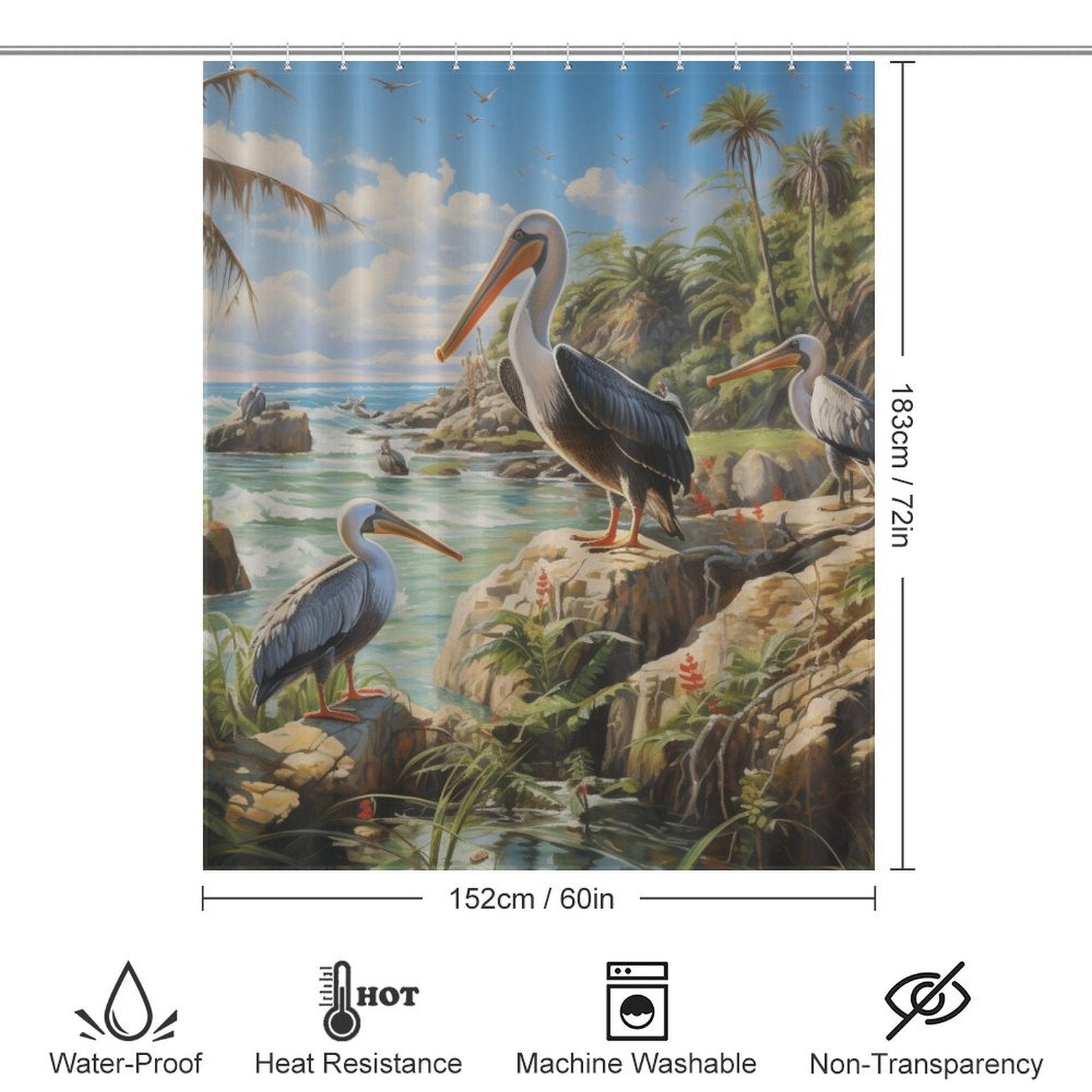 Pelican Beach Shower Curtain Seaside Whispers