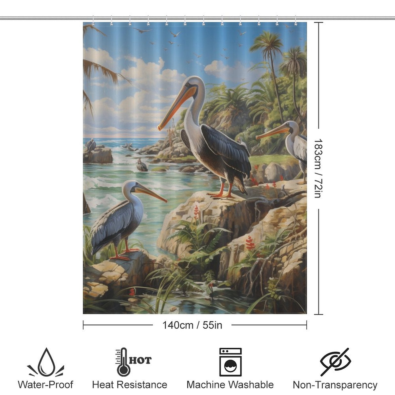 Pelican Beach Shower Curtain Seaside Whispers