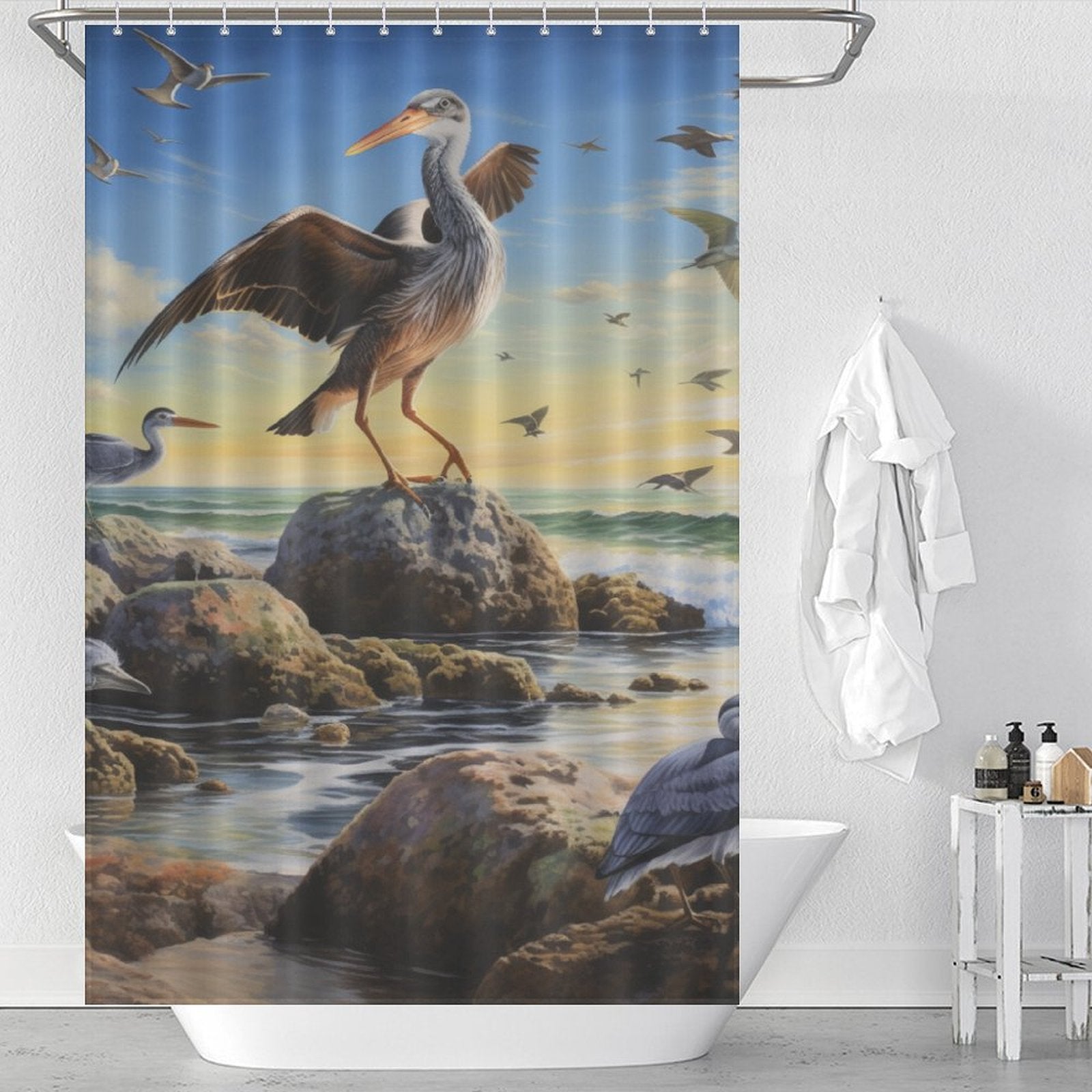 Pelican Beach Shower Curtain Tropical Escape