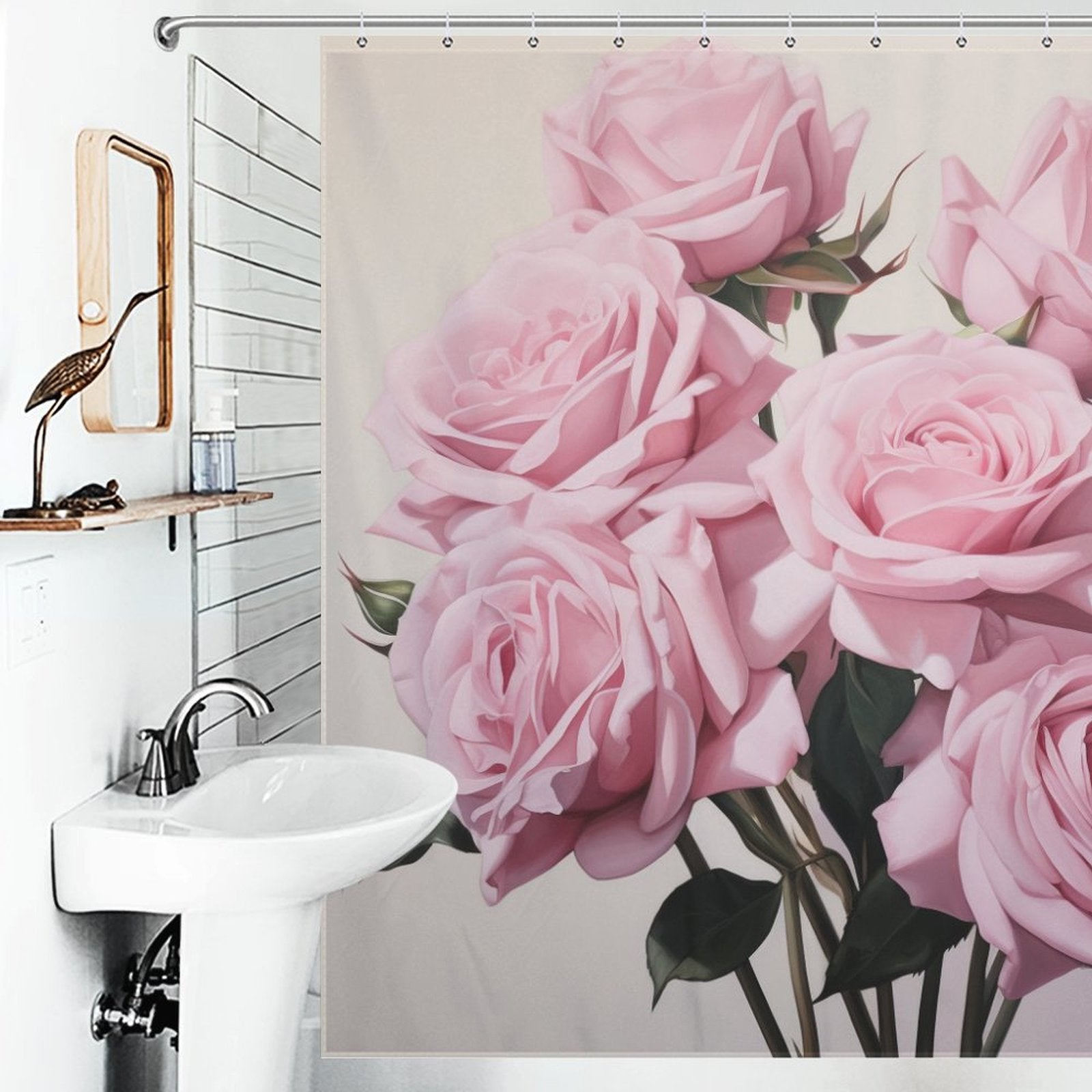 Petal Perfection Pink Rose Shower Curtain