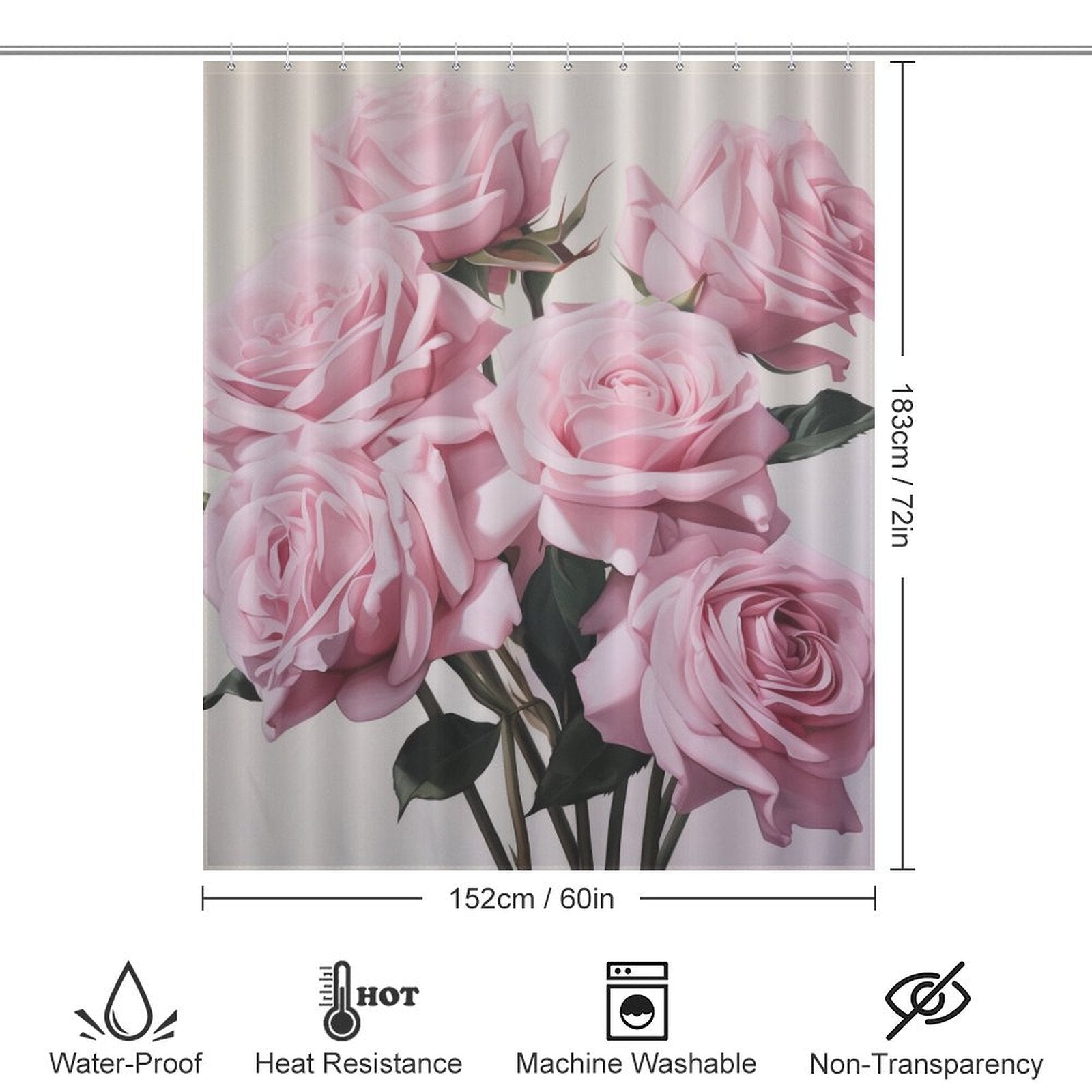 Petal Perfection Pink Rose Shower Curtain