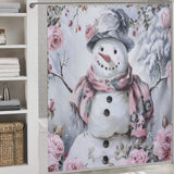 Pink Cute Snowman Winter Shower Curtain