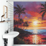 Pink Horizon Tropical Sunset Shower Curtain