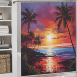 Pink Horizon Tropical Sunset Shower Curtain