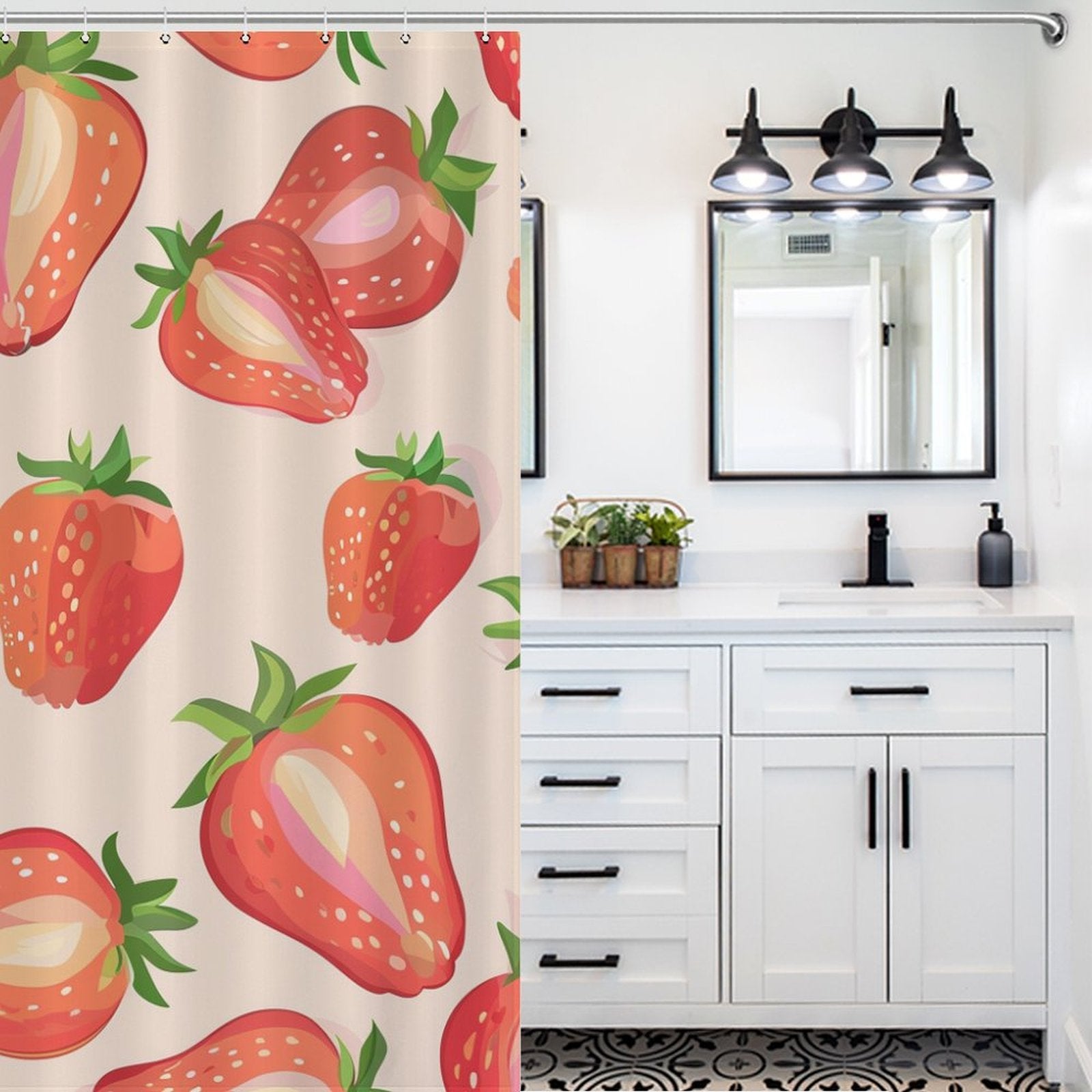 Pink Strawberry Cute Shower Curtain
