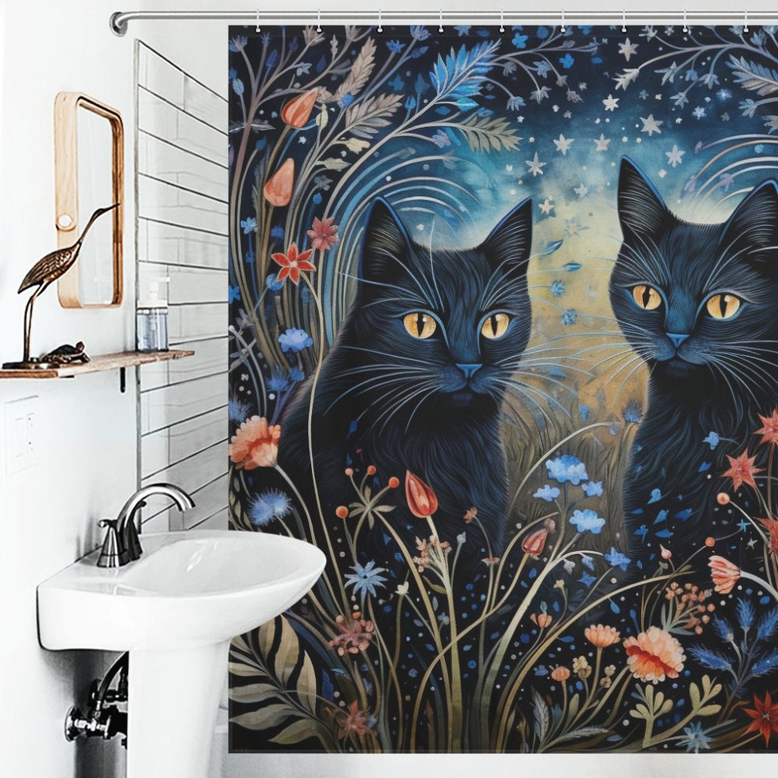 PlayfulSilhouette Cat Shower Curtain