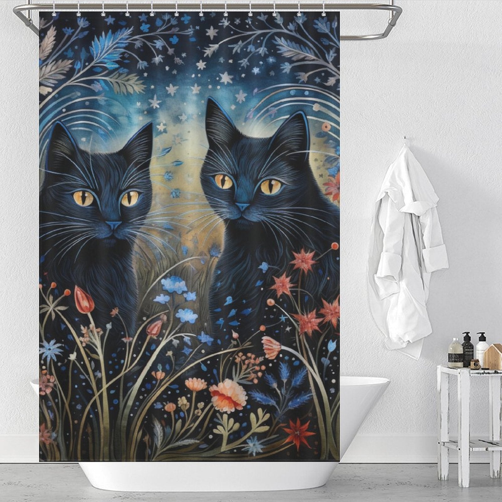 PlayfulSilhouette Cat Shower Curtain