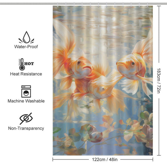 Playful Bubbles Goldfish Shower Curtain 
