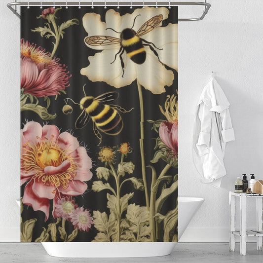 Playful Bumble Bee Shower Curtain