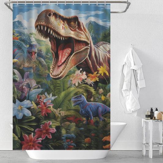 Playful Dinosaurs Shower Curtain Theme