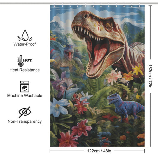 Playful Dinosaurs Shower Curtain Theme