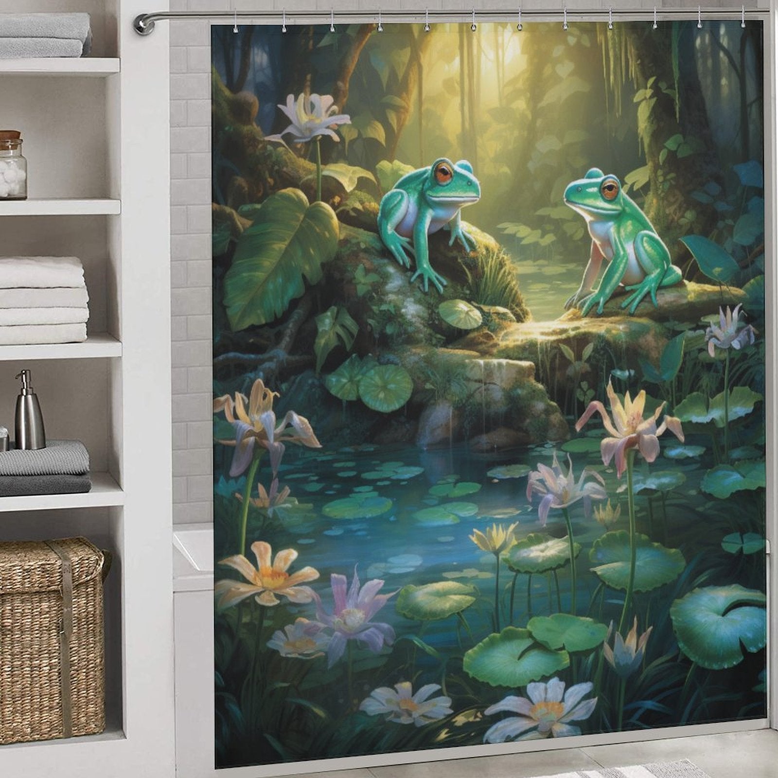 Playful Frog Shower Curtain