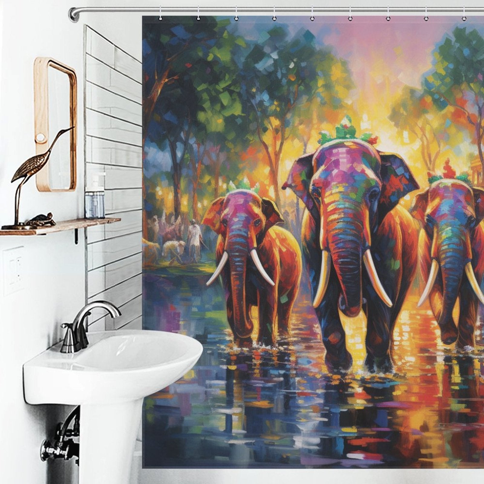 Playful Happy Elephant Shower Curtain