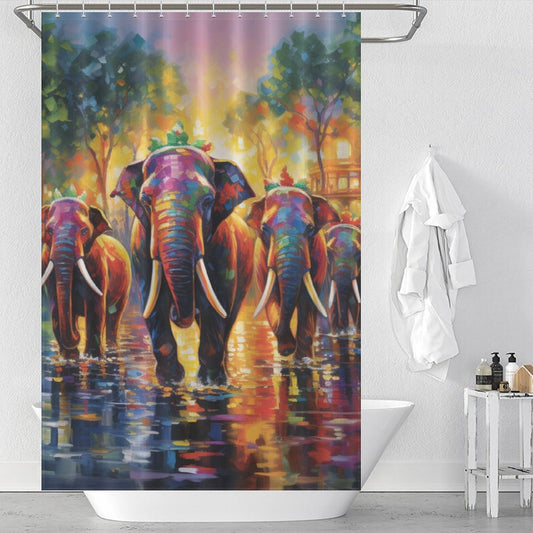 Playful Happy Elephant Shower Curtain