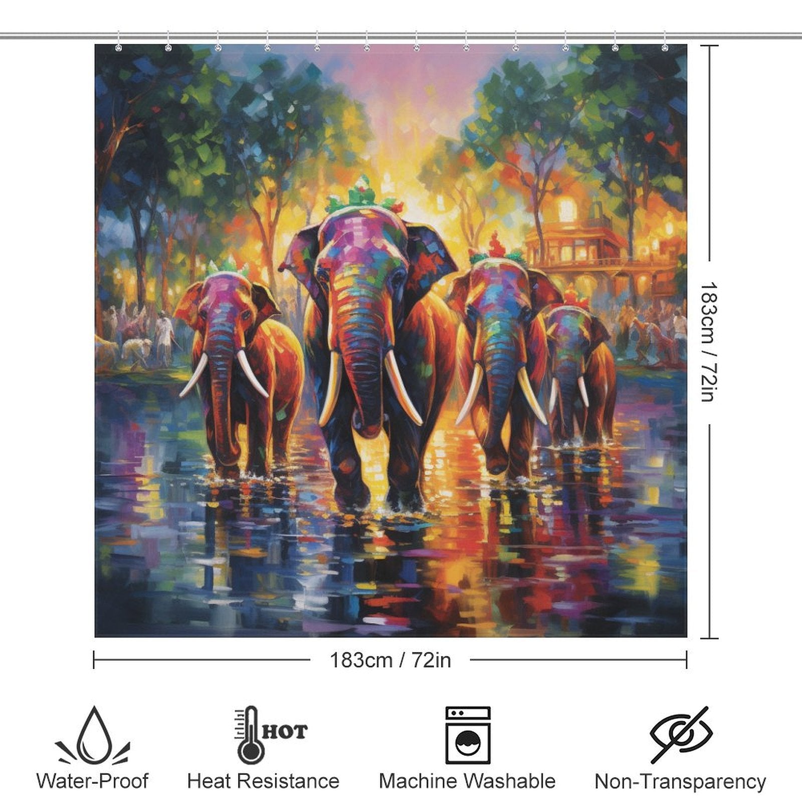 Playful Happy Elephant Shower Curtain