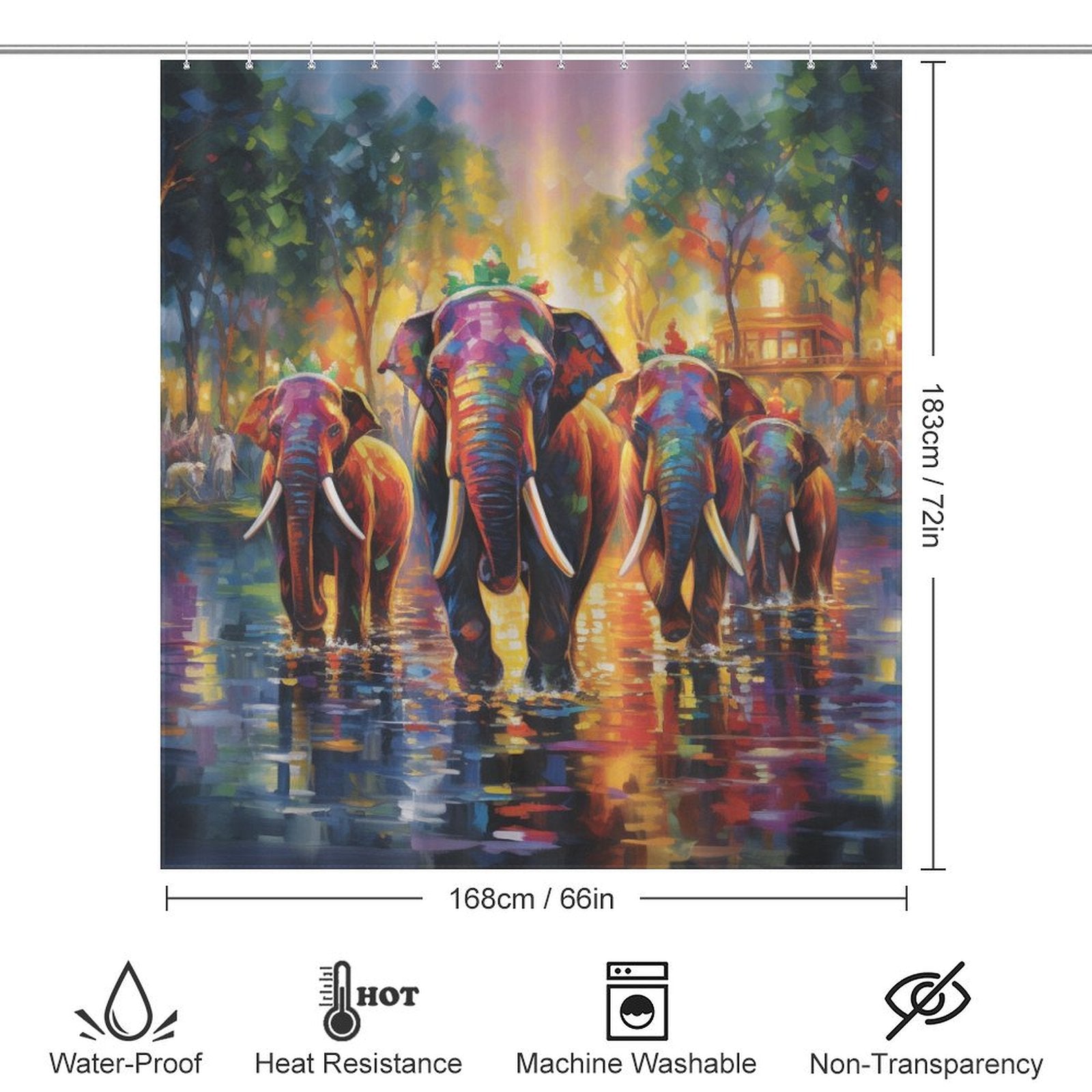 Playful Happy Elephant Shower Curtain