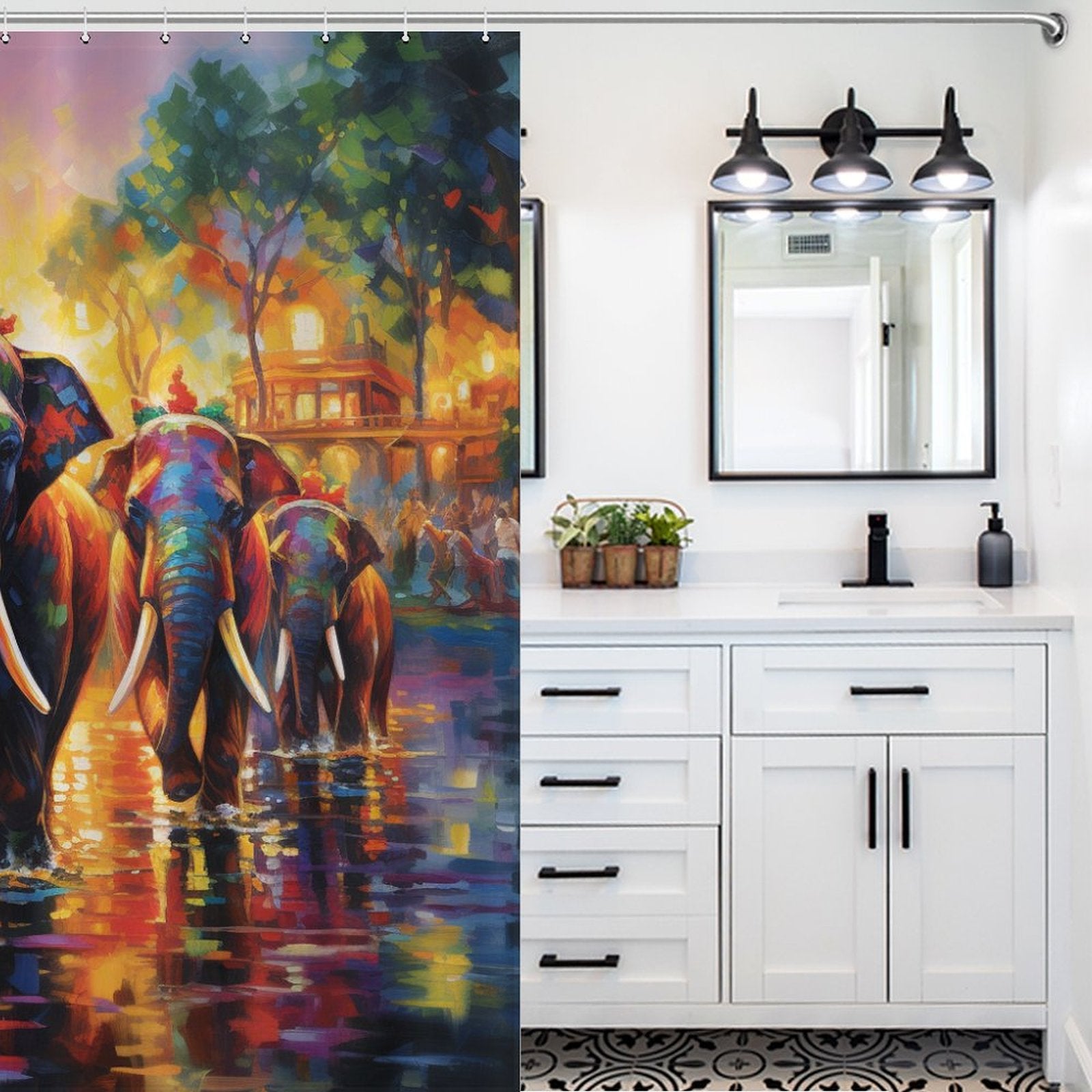 Playful Happy Elephant Shower Curtain