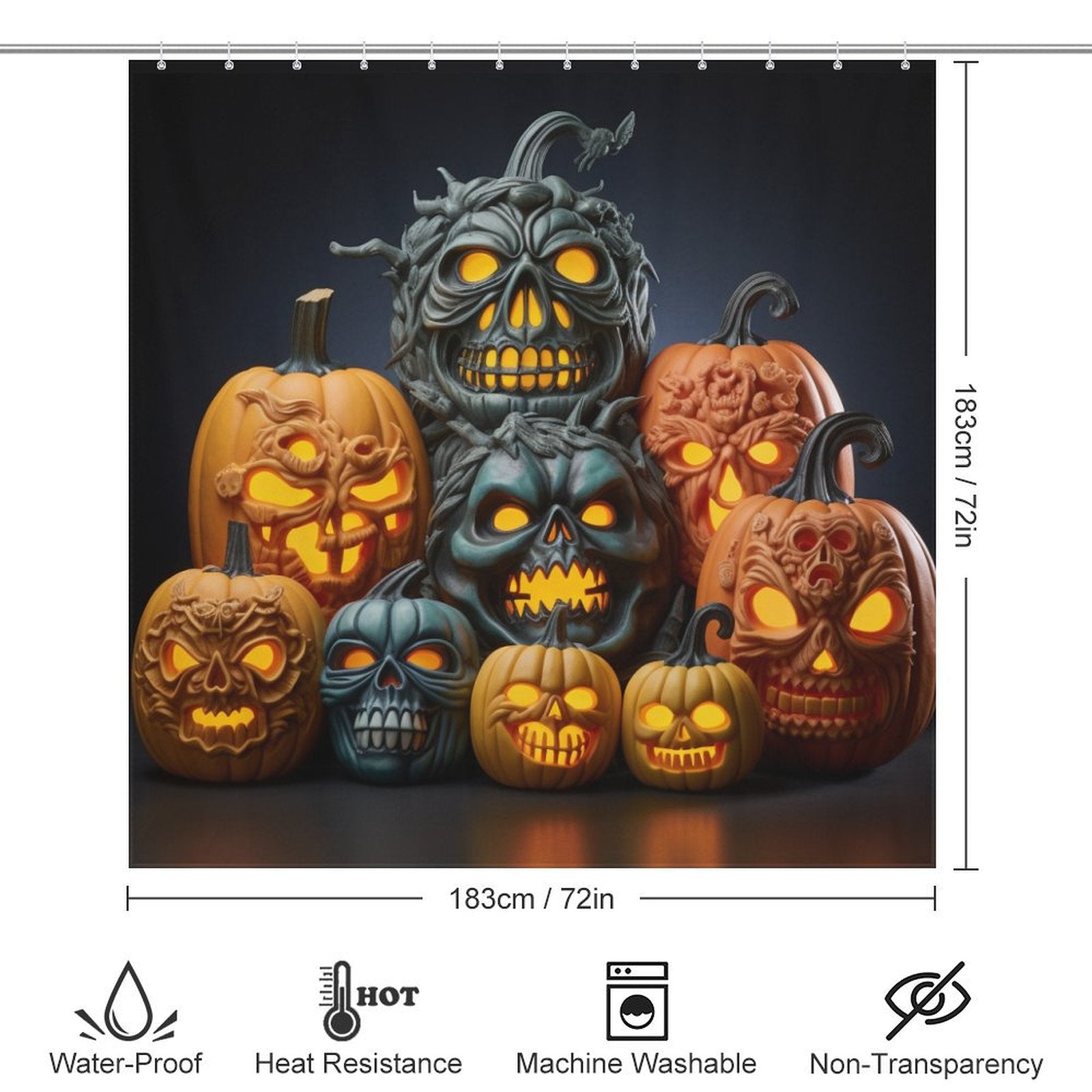 Playful Spooky Pumpkin Shower Curtain