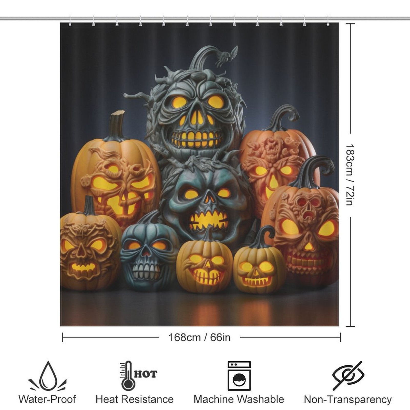 Playful Spooky Pumpkin Shower Curtain