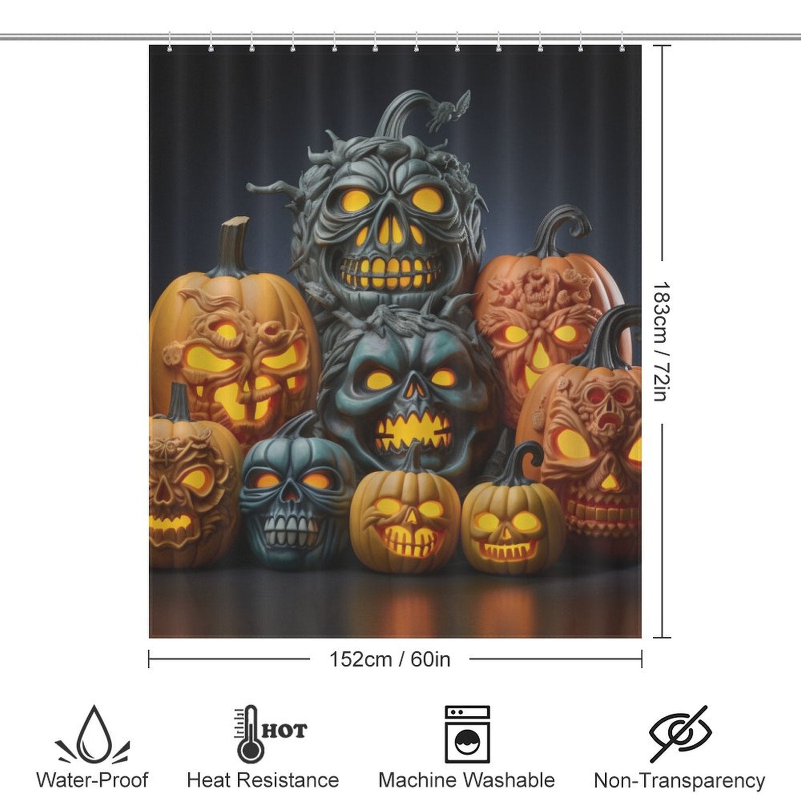 Playful Spooky Pumpkin Shower Curtain