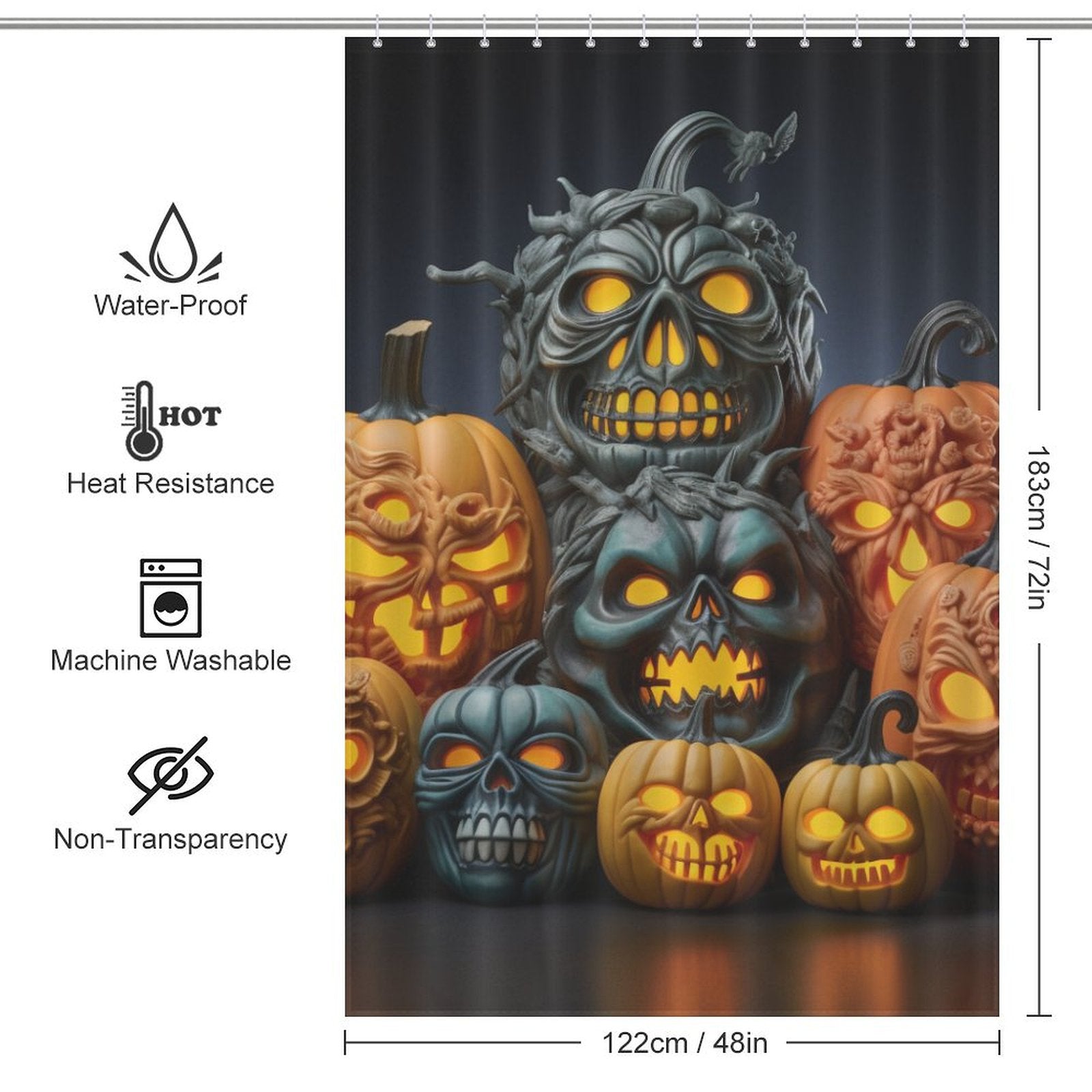 Playful Spooky Pumpkin Shower Curtain