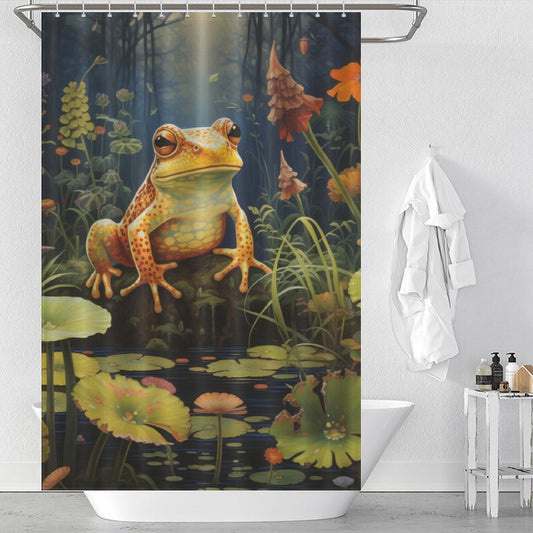 Pond Sanctuary Frog Shower Curtain