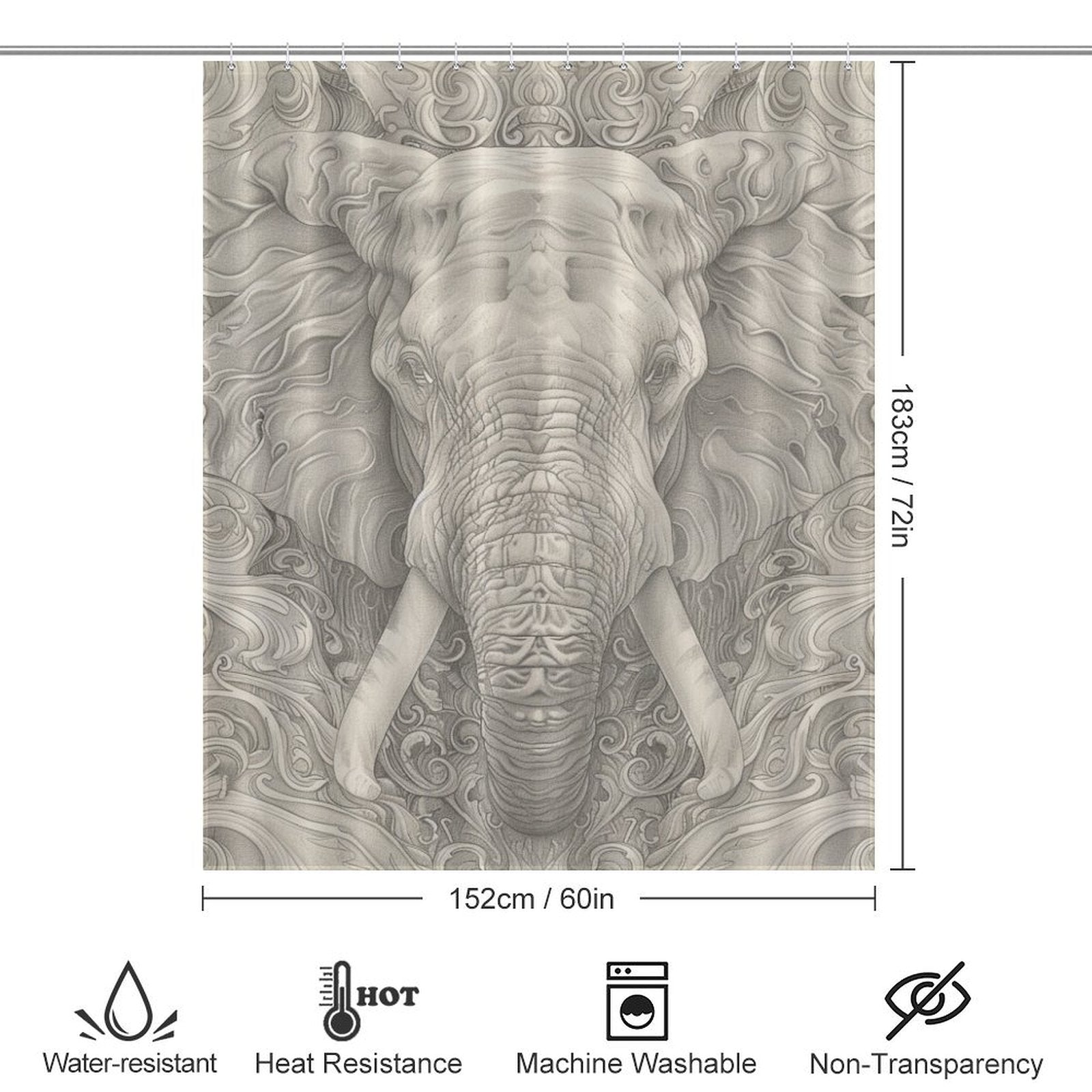 Powerful Elephant Shower Curtain