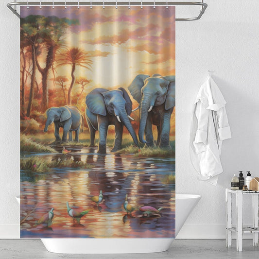 Radiant Happiness Happy Elephant Shower Curtain