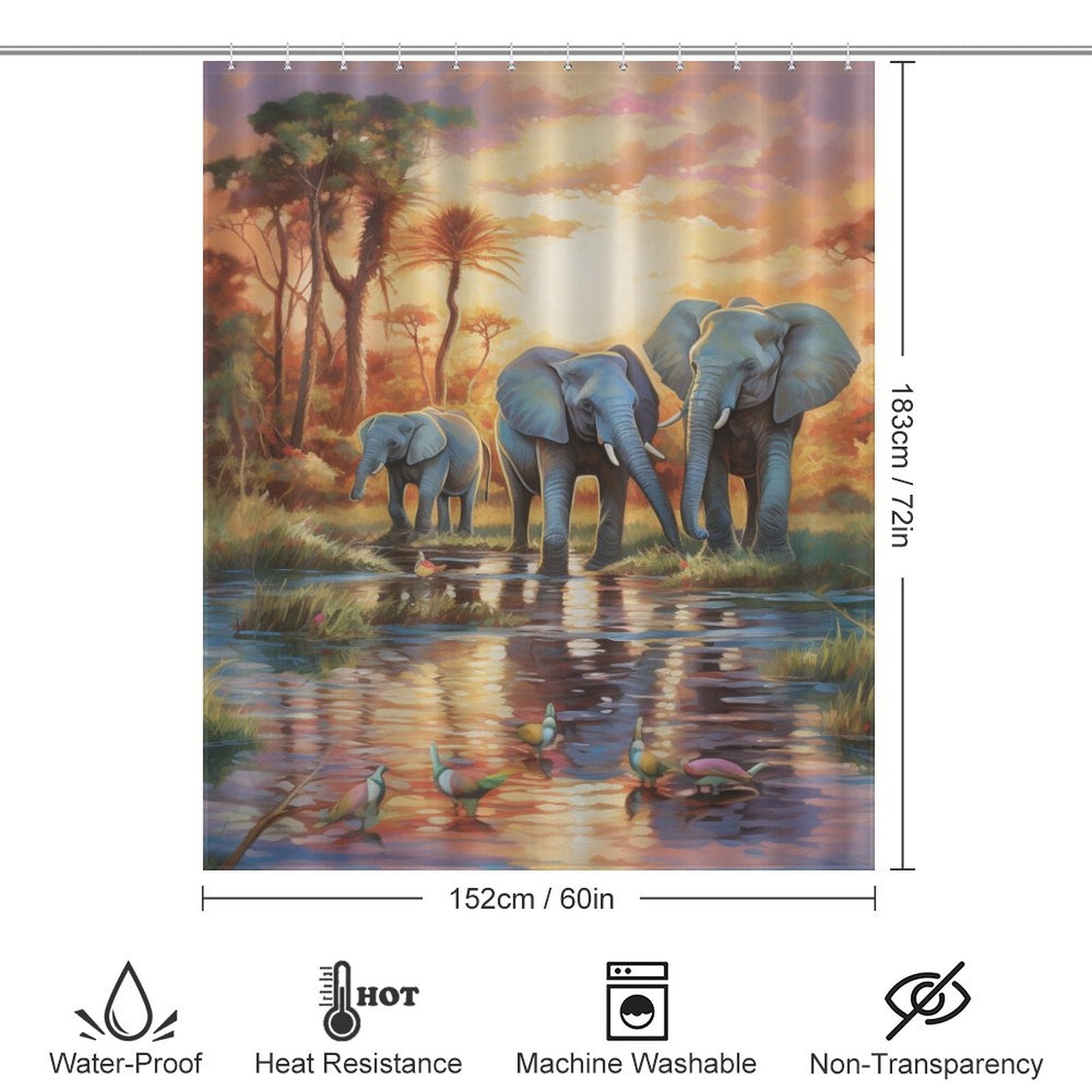 Radiant Happiness Happy Elephant Shower Curtain