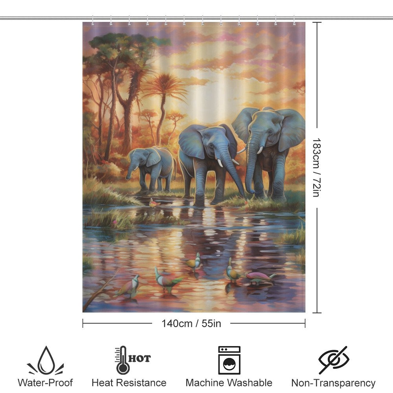 Radiant Happiness Happy Elephant Shower Curtain