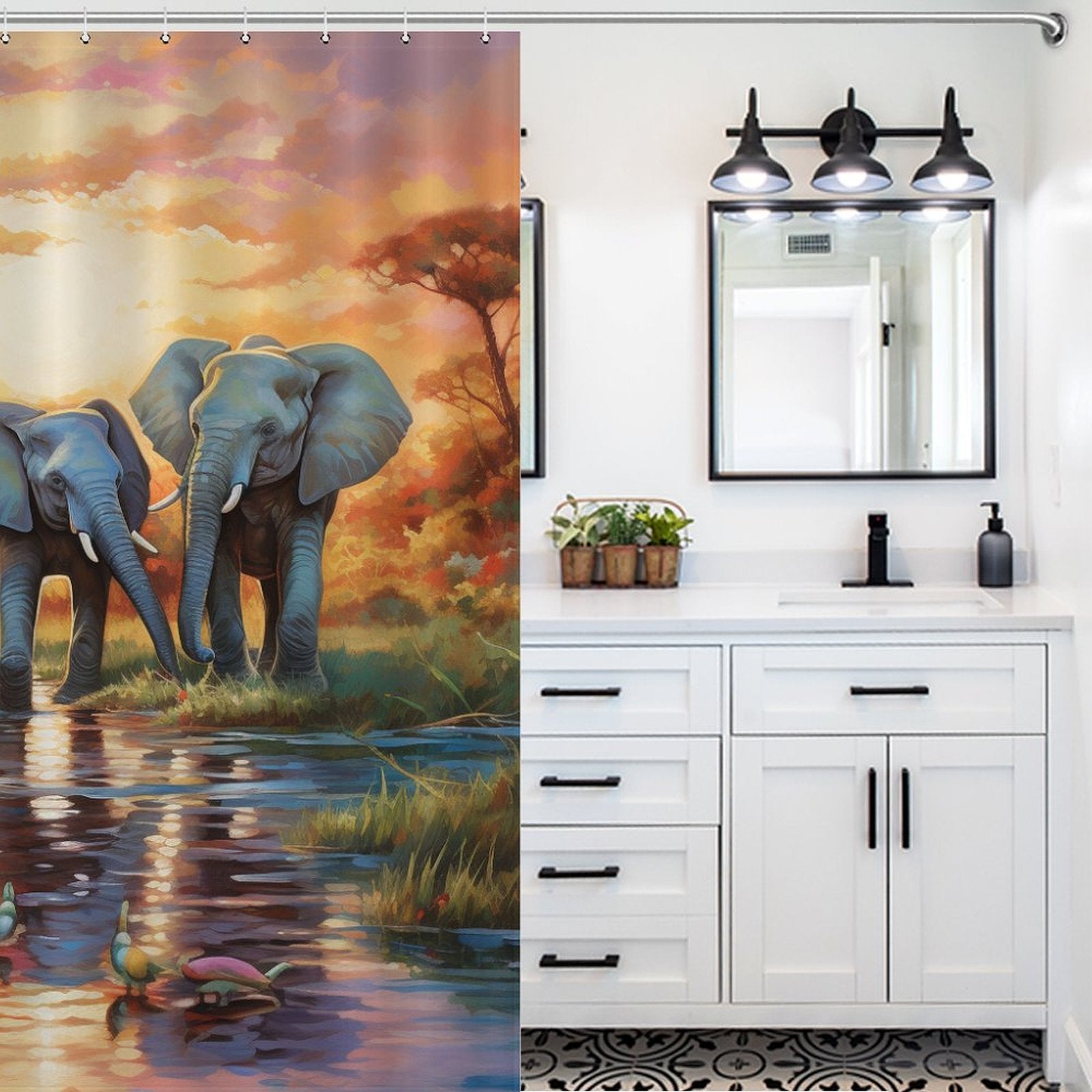 Radiant Happiness Happy Elephant Shower Curtain