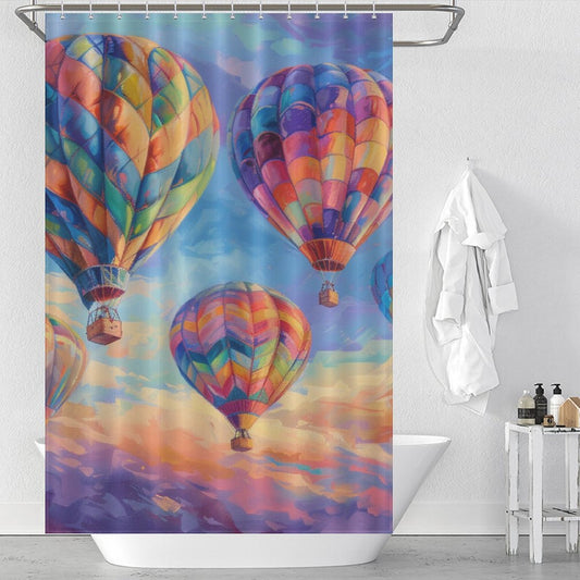 Rainbow Skies Hot Air Balloon Shower Curtain
