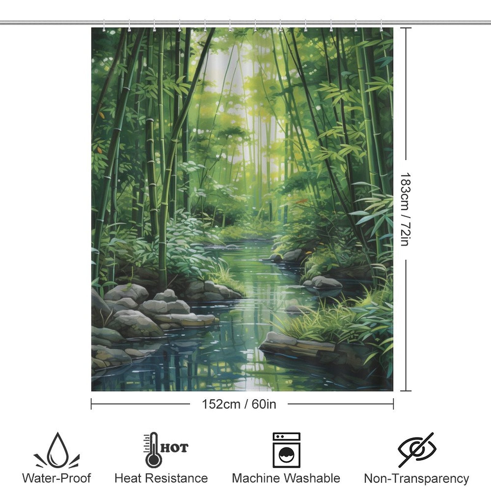 Realistic Forest Bamboo Shower Curtain